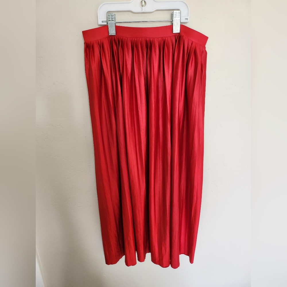 Topshop Red Pleated Maxi Skirt